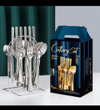 24pcs Stainless Steel Silver Cutlery Set – Elegant and Durable Flatware for Home and Dining